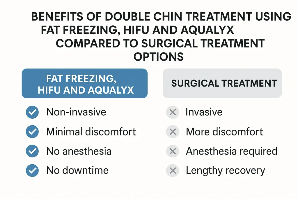 Graphic about the benefits of double chin treatment Royal Leamington Spa - from LA LIPO